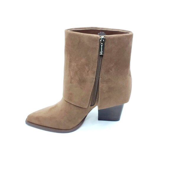 Jessica Simpson Lerra Pointed Toe Ankle Boots Tan Faux Suede Block Heel Size 8.5 - Picture 8 of 13